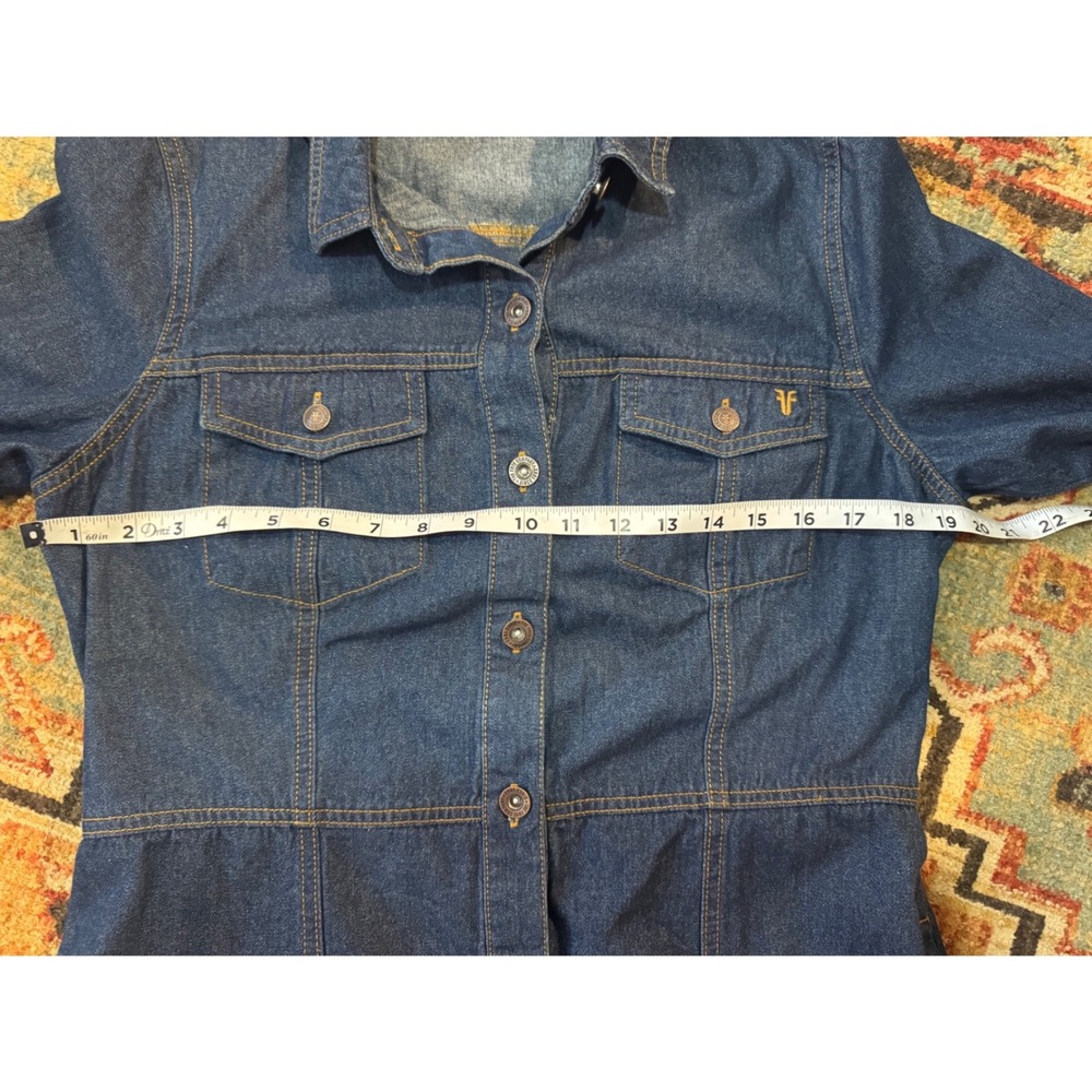 FRYE Denim Shirt Dress Button Front Long Sleeve Western Size M Boho - Picture 3 of 7